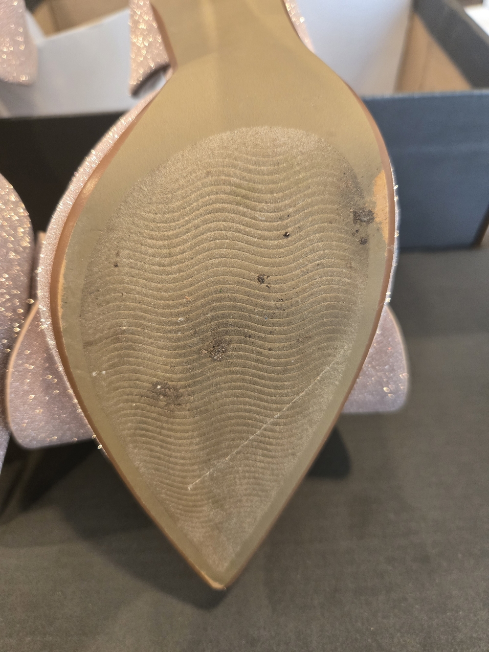 Betsey Johnson Nude Pink Glitter Pointed-Toe Bow Pumps - Picture 6 of 9